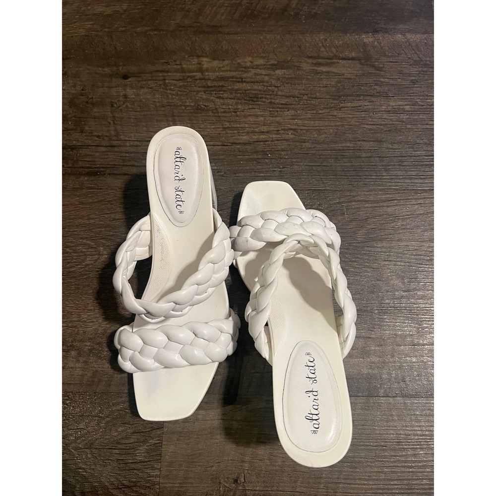 Altar'd State Womens Heeled Sandals Braided Straps White 8.5